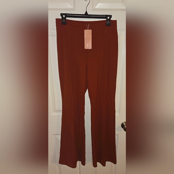 Flare Leg Pants-Brown/Rust Color - Picture 4 of 6